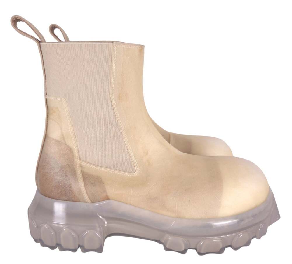 Rick Owens Beatle Bozo Tractor Boots US 11 EU 41 Womens Natural Clear Leather